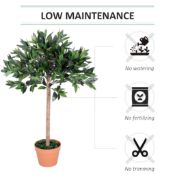 Outsunny 3ft Artificial Olive Tree Indoor Plant Greenery for Home Office Potted in An Orange Pot Set of 2 - Aosom UK - thumbnail 6