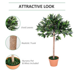 Outsunny 3ft Artificial Olive Tree Indoor Plant Greenery for Home Office Potted in An Orange Pot Set of 2 - Aosom UK - thumbnail 4