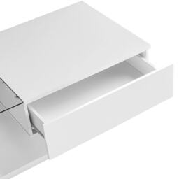 High-Gloss Coffee Table with Glass Top and LED Lights, Sofa Table with Practical Storage for Living Room, 105L x 55W x 32.5H cm, White - Aosom.UK - thumbnail 6