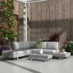 Outsunny 5-Seater Rattan Wicker Sofa Set Furniture Patio Tea Table Set with Cushions, Light Grey - thumbnail 7