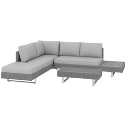 Outsunny 5-Seater Rattan Wicker Sofa Set Furniture Patio Tea Table Set with Cushions, Light Grey - thumbnail 1