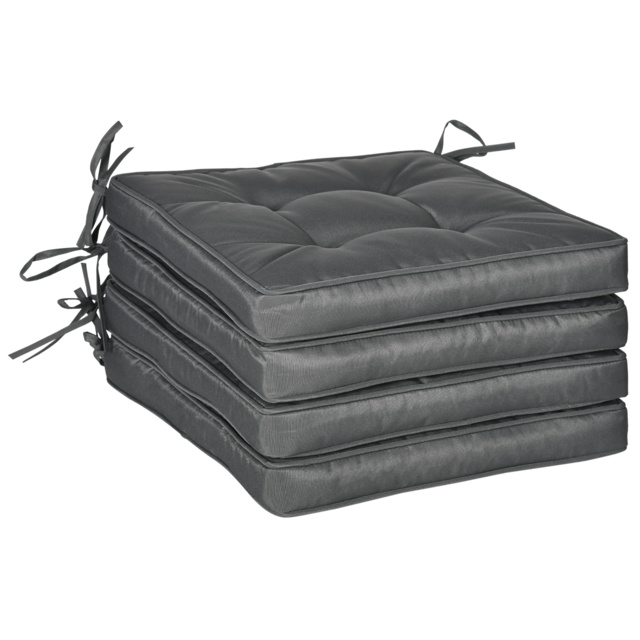 Outsunny Replacement Garden Seat Cushion, 40 x 40cm, Comfortable with Ties for Dining Chairs, Grey - Aosom UK - image 1