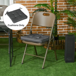 Outsunny Replacement Garden Seat Cushion, 40 x 40cm, Comfortable with Ties for Dining Chairs, Grey - Aosom UK - thumbnail 2