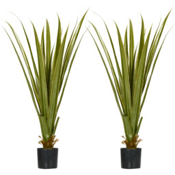 HOMCOM Artificial Agave Plants: Faux Succulent Set of 2 in Pots for Indoor/Outdoor Décor, Verdant Green - Aosom UK - thumbnail 1