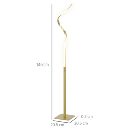 HOMCOM LED Floor Lamp with 3 Adjustable Brightness, Modern Standing Lamp with Foot Switch for Bedroom, Living Room, Gold Tone - thumbnail 3