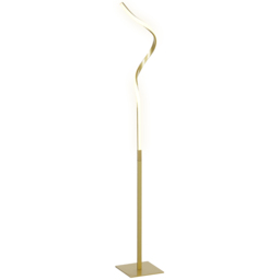 HOMCOM LED Floor Lamp with 3 Adjustable Brightness, Modern Standing Lamp with Foot Switch for Bedroom, Living Room, Gold Tone - thumbnail 1