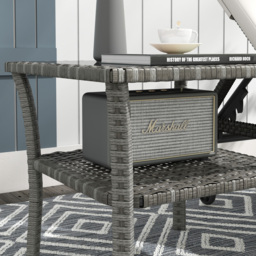 Outsunny 50cm Outdoor PE Rattan Coffee Table, Patio Wicker Two-tier Side Table with Glass Top, for Patio, Garden, Balcony, Grey - thumbnail 8