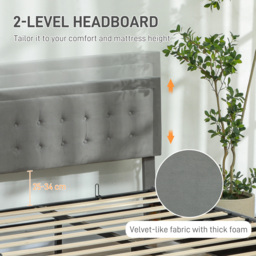 HOMCOM King Size Ottoman Bed Frame with Front Drawer Ottoman Storage Bed with Two-level Adjustable Headboard - Grey - Aosom UK - thumbnail 5