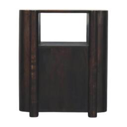 Solid Mango Wood Curved-Edge Rattan Bedside Table with 2 Smooth-gliding Drawers, Bedside Cabinet with Open Shelf, 40L x 50W x 60H cm, Brown - Aosom UK - thumbnail 9