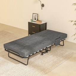 HOMCOM Folding Bed with Mattress, Foldable Guest Bed on Wheels, Portable Single Bed with 10cm Mattress, 190 x 80cm, Dark Grey - Aosom UK - thumbnail 9