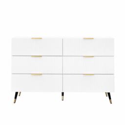 Elegant Sideboard with Modern Design, Chest of Drawers and Storage Space, Cabinet for Space-Saving Room, 120L x 40W x 77H cm, White+Gold - Aosom UK - thumbnail 2