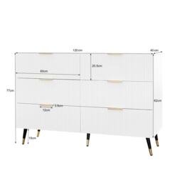 Elegant Sideboard with Modern Design, Chest of Drawers and Storage Space, Cabinet for Space-Saving Room, 120L x 40W x 77H cm, White+Gold - Aosom UK - thumbnail 3