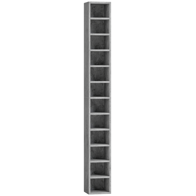 HOMCOM 204 CD Tall Narrow Media Storage Tower - Cement Grey - image 1