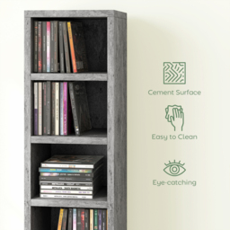 HOMCOM 204 CD Tall Narrow Media Storage Tower - Cement Grey - thumbnail 5