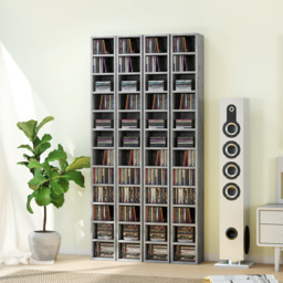 HOMCOM 204 CD Tall Narrow Media Storage Tower - Cement Grey - thumbnail 9