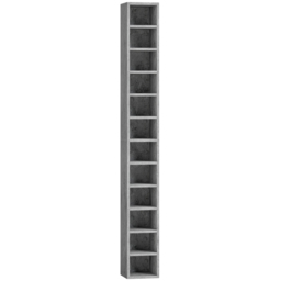 HOMCOM 204 CD Tall Narrow Media Storage Tower - Cement Grey