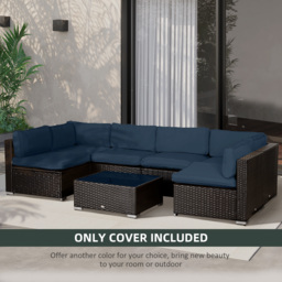 Outsunny Garden Rattan Sofa Cushion Polyester Cover Replacement Outdoor- No Cushion Included, Blue - thumbnail 6