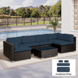 Outsunny Garden Rattan Sofa Cushion Polyester Cover Replacement Outdoor- No Cushion Included, Blue - thumbnail 2