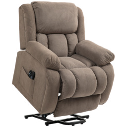 HOMCOM Riser Recliner Armchair, Electric Recliner Chair with 8 Vibration Massage and Lumbar Heater, Wide Seat, USB Port, Light Brown - Aosom UK