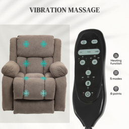 HOMCOM Riser Recliner Armchair, Electric Recliner Chair with 8 Vibration Massage and Lumbar Heater, Wide Seat, USB Port, Light Brown - Aosom UK - thumbnail 5
