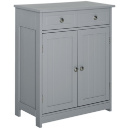 Kleankin Traditional Style Bathroom Storage Cabinet, Free-Standing Unit with 2 Drawers, Cupboard and Adjustable Shelf, 75x60cm, Grey