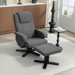 HOMCOM Rocker Swivel Recliner Chair with Footstool - Charcoal Grey Velvet - thumbnail 8