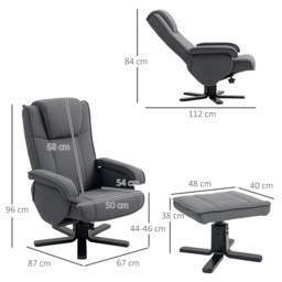 HOMCOM Rocker Swivel Recliner Chair with Footstool - Charcoal Grey Velvet - thumbnail 3