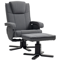 HOMCOM Rocker Swivel Recliner Chair with Footstool - Charcoal Grey Velvet - thumbnail 1