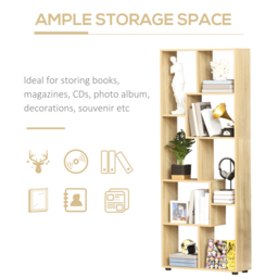 HOMCOM 8-Tier Bookcase: Freestanding Melamine Display Unit with Anti-Tip Pads for Living Room, Modern White - Aosom UK - thumbnail 4