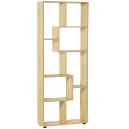 HOMCOM 8-Tier Bookcase: Freestanding Melamine Display Unit with Anti-Tip Pads for Living Room, Modern White - Aosom UK