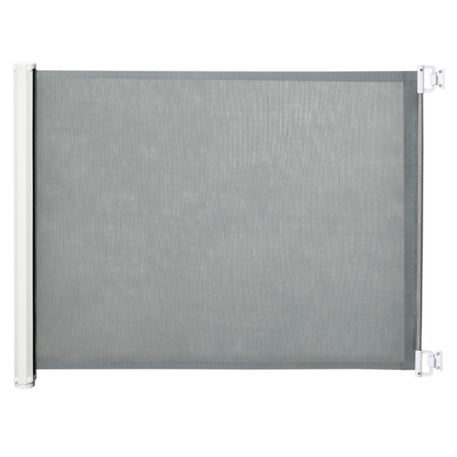 PawHut Pet Protector: Retractable Safety Gate for Dogs, Folding Barrier for Home, Doorway & Stairs, Grey - Aosom UK - image 1