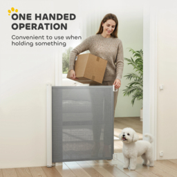 PawHut Pet Protector: Retractable Safety Gate for Dogs, Folding Barrier for Home, Doorway & Stairs, Grey - Aosom UK - thumbnail 5