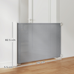 PawHut Pet Protector: Retractable Safety Gate for Dogs, Folding Barrier for Home, Doorway & Stairs, Grey - Aosom UK - thumbnail 3