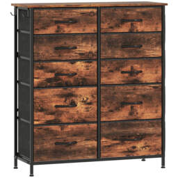 HOMCOM Chest of Ten Fabric Drawers - Rustic Brown - thumbnail 1
