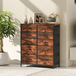 HOMCOM Chest of Ten Fabric Drawers - Rustic Brown - thumbnail 9