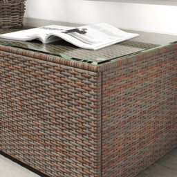 Outsunny 90 x 50cm Glass-Top Rattan Side Table - Brown - thumbnail 9