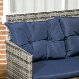 Outsunny 8-Seater Patio Furniture Set, Rattan Sofa Set with Cushioned Chairs and Glass Table - Aosom UK - thumbnail 7