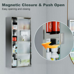 HOMCOM Wall-Mounted Medicine Cabinet: 4 Tier Lockable Glass Door, Stainless Steel Shelving Unit, 60Hx30Wx12D(cm) - Aosom UK - thumbnail 4