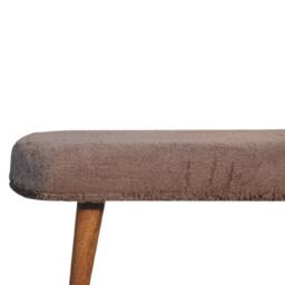 Solid Wood Upholstered Bench with Nordic-Style Legs, Eco-Conscious Design, Plush Faux-Fur Seat for Living Room, 35L x 78W x 50H cm, Brown - Aosom UK - thumbnail 4