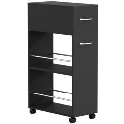 HOMCOM Rolling Storage Unit, 3-Tier Kitchen Cart Trolley with Drawer, Surface Top and 4 Universal Wheels, Black