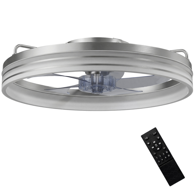 HOMCOM Ceiling Fans with Lights and Remote & App Control, 50cm LED Ceiling Fan Light with 3 Colour Temperatures, 6 Speed, Silver - image 1