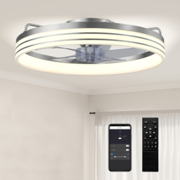 HOMCOM Ceiling Fans with Lights and Remote & App Control, 50cm LED Ceiling Fan Light with 3 Colour Temperatures, 6 Speed, Silver - thumbnail 9