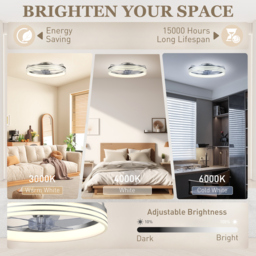HOMCOM Ceiling Fans with Lights and Remote & App Control, 50cm LED Ceiling Fan Light with 3 Colour Temperatures, 6 Speed, Silver - thumbnail 4