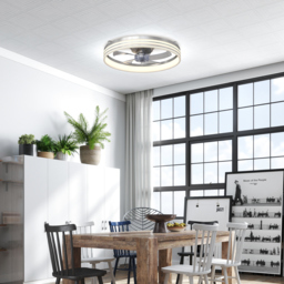 HOMCOM Ceiling Fans with Lights and Remote & App Control, 50cm LED Ceiling Fan Light with 3 Colour Temperatures, 6 Speed, Silver - thumbnail 2