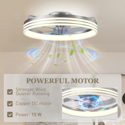 HOMCOM Ceiling Fans with Lights and Remote & App Control, 50cm LED Ceiling Fan Light with 3 Colour Temperatures, 6 Speed, Silver - thumbnail 6