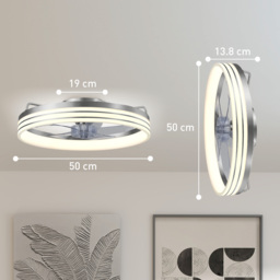 HOMCOM Ceiling Fans with Lights and Remote & App Control, 50cm LED Ceiling Fan Light with 3 Colour Temperatures, 6 Speed, Silver - thumbnail 3
