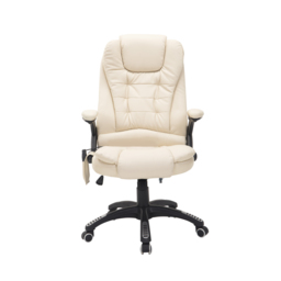 HOMCOM Executive Office Chair with Massage and Heat, High Back PU Leather Massage Office Chair With Tilt and Reclining Function, Beige