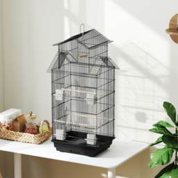 PawHut Metal Bird Cage with Plastic Swing, Perch, Food Container, Tray, Handle, for Finches, Canaries, 43 x 32.5 x 104cm - thumbnail 8