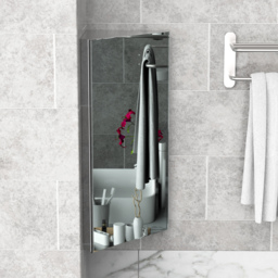 HOMCOM Stainless Mirror Cabinet, Steel Wall Mounted, Bathroom Corner Mirror Storage Cabinet, Single Door 300mm(W), Silver - Aosom UK - thumbnail 9