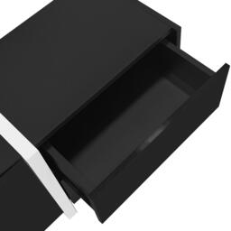 High-gloss Finish TV Cabinet with 3 Doors and 1 Drawer, Contrasting Base, TV Stand for Living Room, 170L x 29.5W x 40H cm, Black+White - Aosom UK - thumbnail 6